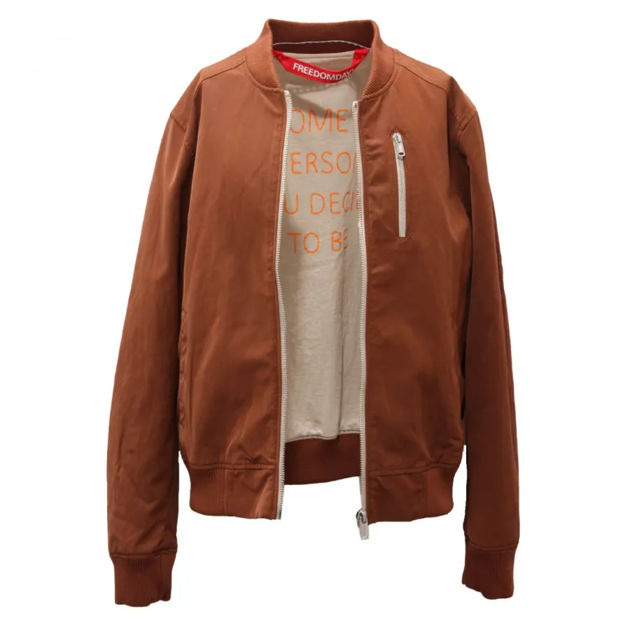 4557AH giubbotto uomo FREEDOMDAY brown eco-leather effect jacket man