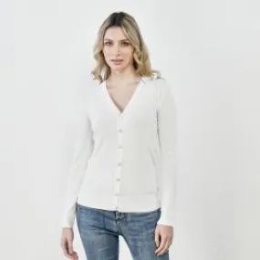 Cardigan bianco con bottoncini