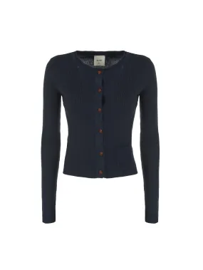 CARDIGAN BLU IN LANA