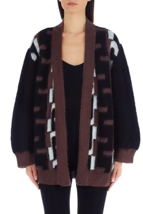 Cardigan Sweater with Pattern / Brown