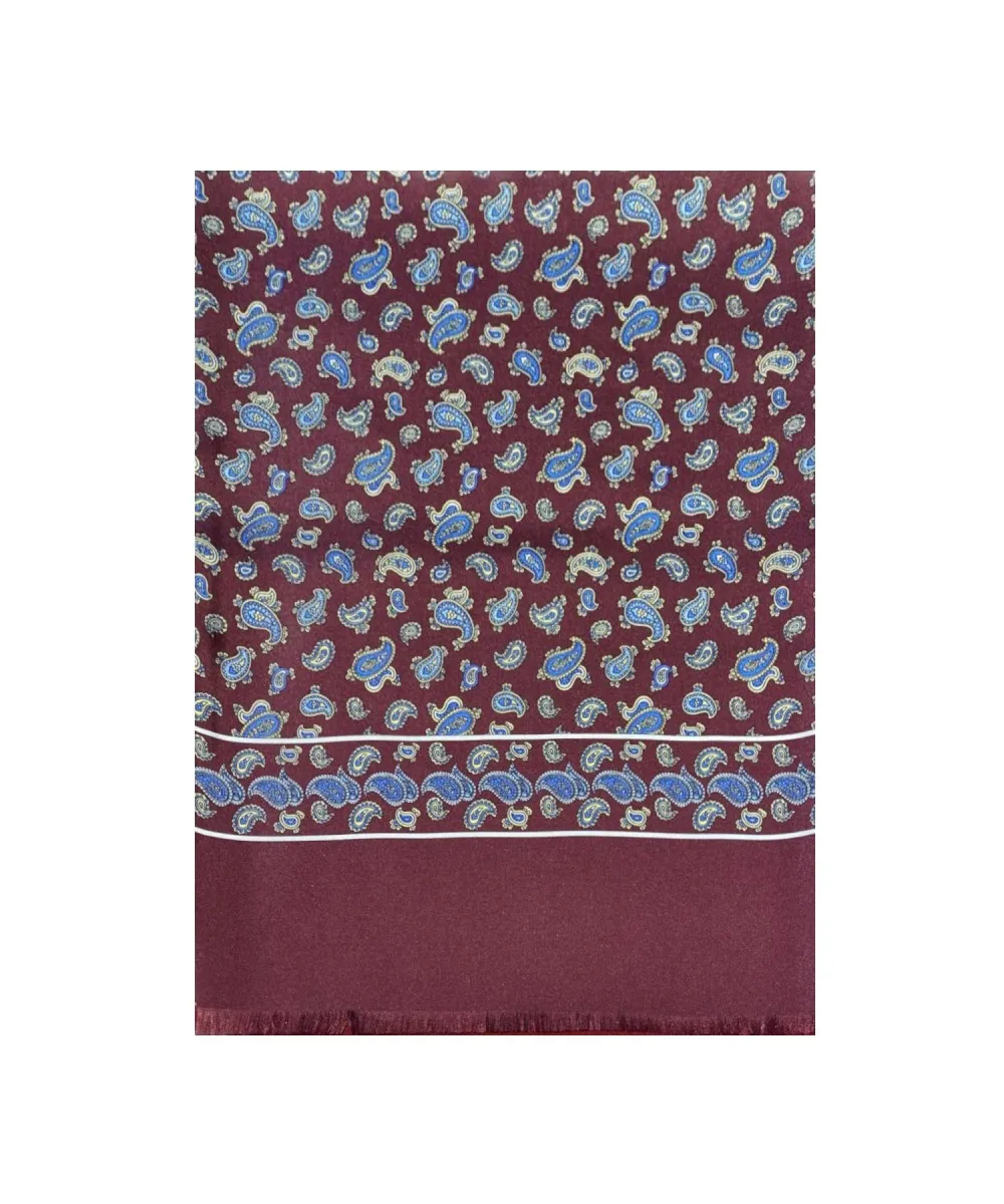 Galise sciarpa in seta e lana double face con fantasia cashmere, bordeaux