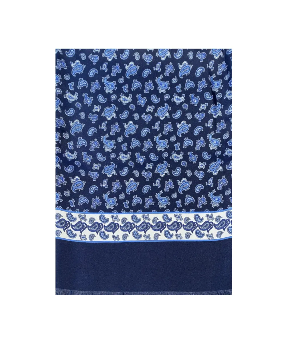Galise sciarpa reversibile in seta e lana, fantasia cashmere blu notte