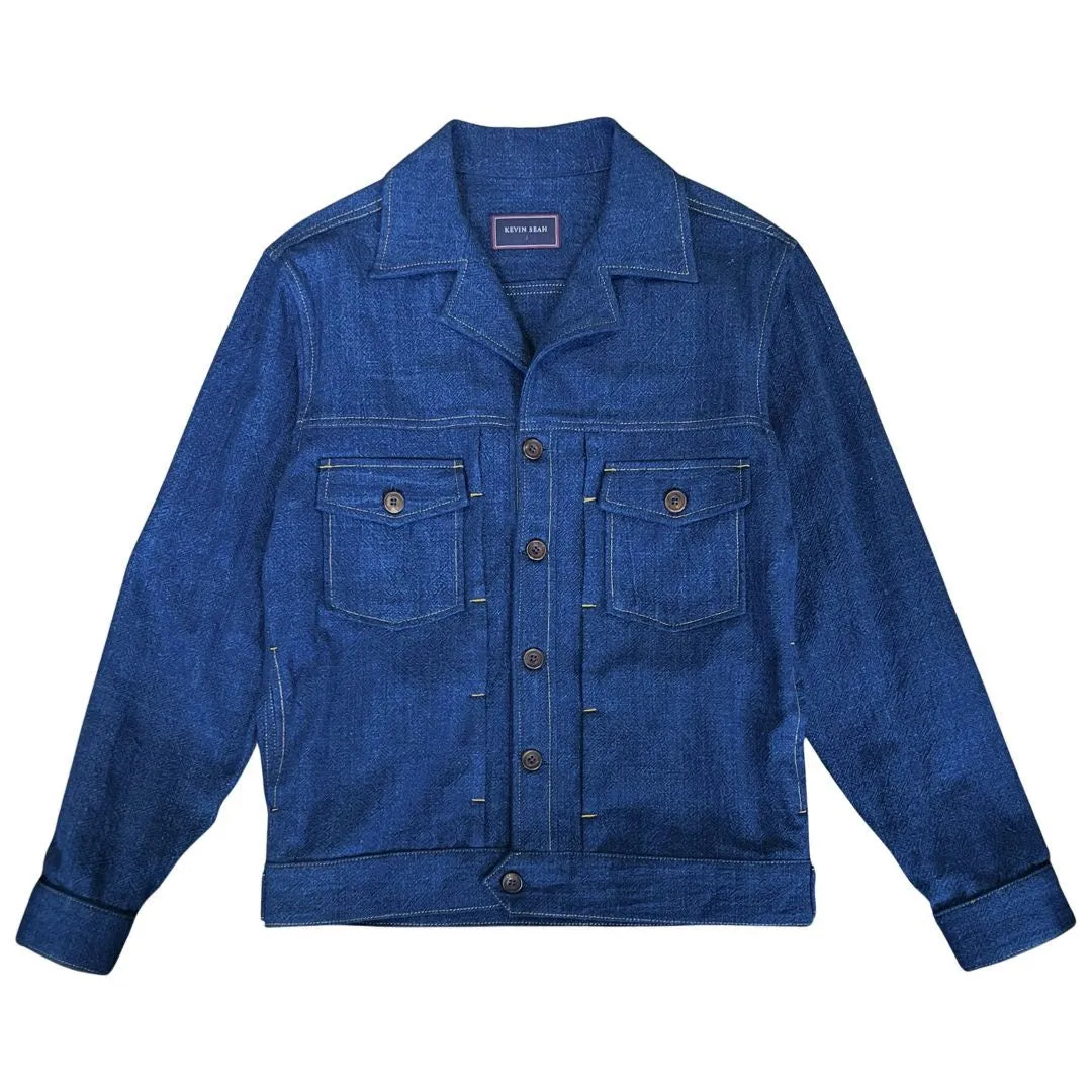 Miyavi Japanese Indigo dyed textured Cotton Trucker Jacket (Made to Order)